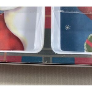 Set of 3 Vintage Christmas Santa Reindeer Divided Serving Trays Melamine